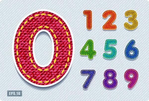 Numere colorate denim — Vector de stoc