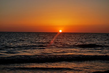 Chipiona Beach, Cadiz gün batımında