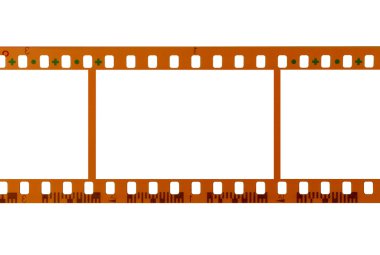 35mm film şeridi beyaz arka plan yakın çekim