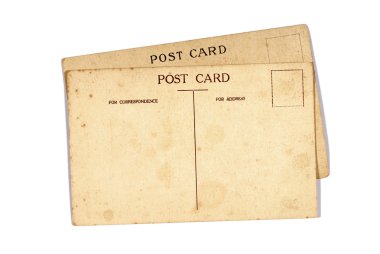 İki eski posta kartları üzerinde beyaz izole