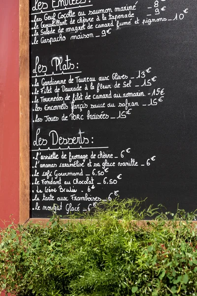Paris france, menu craie restaurant français, vertical — Photo