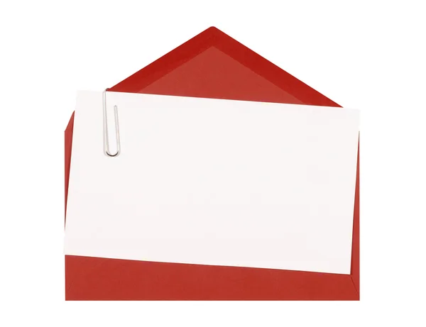 Cartão de convite com envelope vermelho — Fotografia de Stock