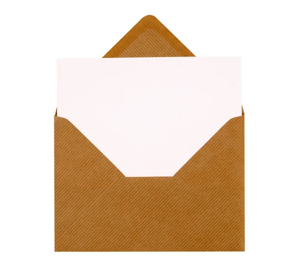 Manille marron enveloppe, lettre vierge ou carte d'invitation, espace de copie — Photo