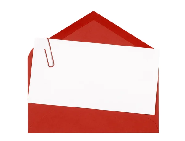 Κόκκινο φάκελο με πρόσκληση γενεθλίων κενό ή ευχετήριες κάρτες, t — Φωτογραφία Αρχείου