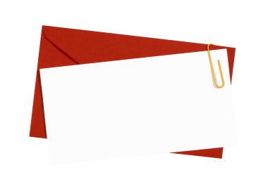 Boş davetiye ile kırmızı zarf