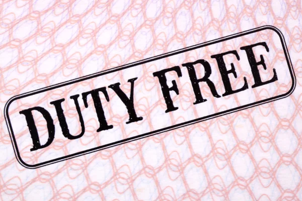 Timbro duty free sulla pagina del passaporto — Foto Stock