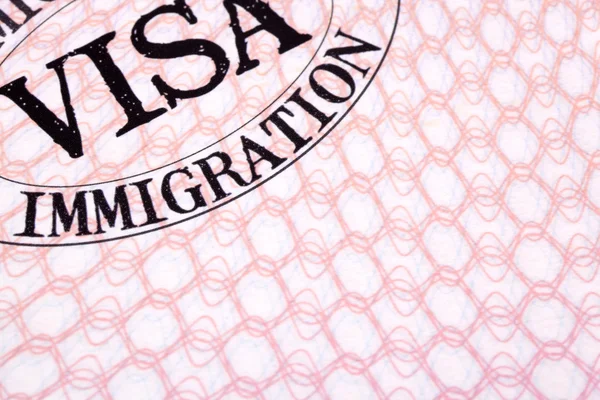 Documento de visa de inmigración página de pasaporte primer plano —  Fotos de Stock