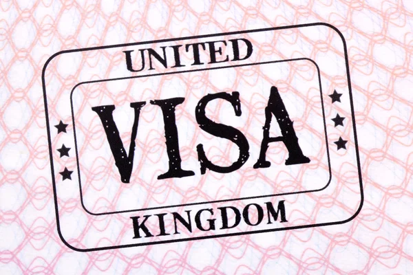 Visa Royaume-Uni timbre immigration passeport page fermer — Photo