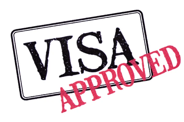 Carimbo de borracha de passaporte de visto aprovado isolado em fundo branco — Fotografia de Stock