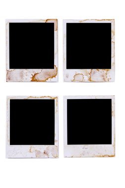 Eski vintage polaroid tarzı boş fotoğraf yazdırma çerçeveler isol lekeli
