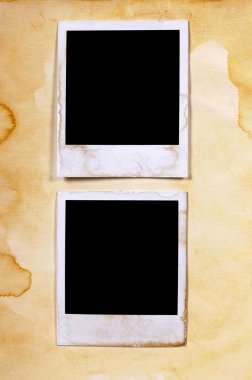 Eski vintage polaroid tarzı boş fotoğraf yazdırma çerçeveleri p lekeli