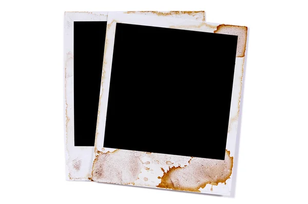 Dois antigos vintage manchado estilo polaroid molduras de impressão de fotos em branco — Fotografia de Stock