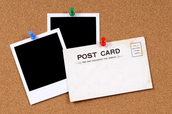 Cartão postal com moldura polaroid em branco — Fotografia de Stock