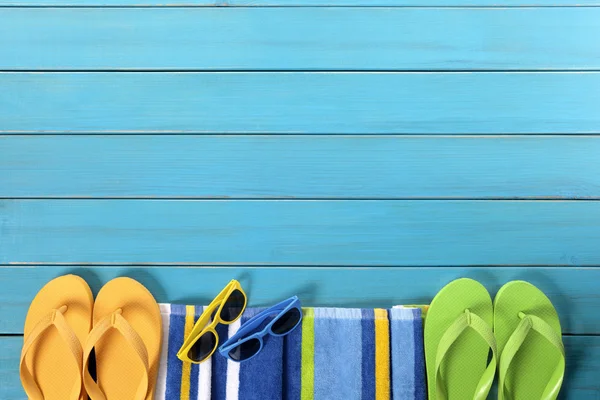 Frontera de playa con terraza azul —  Fotos de Stock