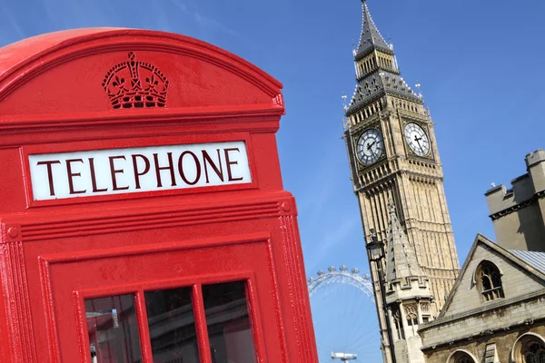 Caja de teléfono con Big Ben —  Fotos de Stock