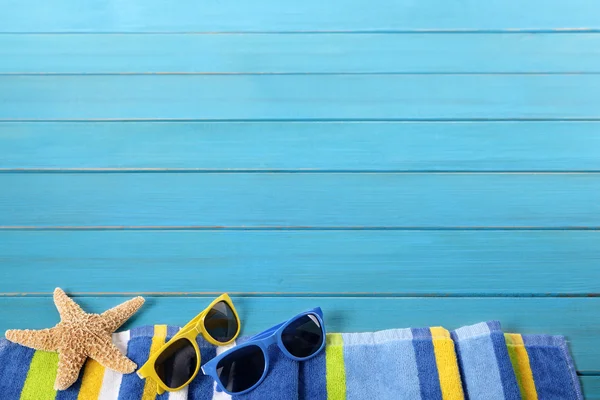 Frontera de playa con terraza azul — Foto de Stock