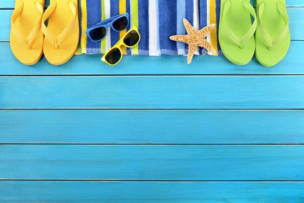 Beach border with blue decking — Stock Photo, Image