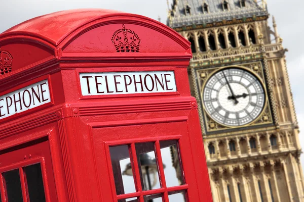 Telephone box with Big Ben — Stock Photo, Image