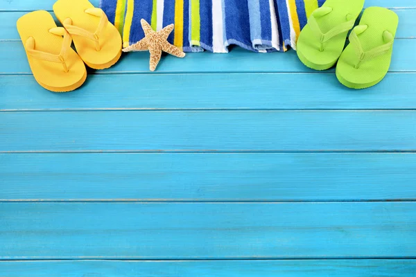 Frontera de playa con terraza azul —  Fotos de Stock