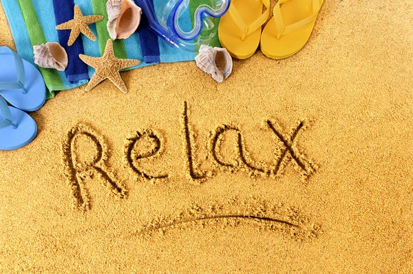 Relax spiaggia scrittura — Foto Stock