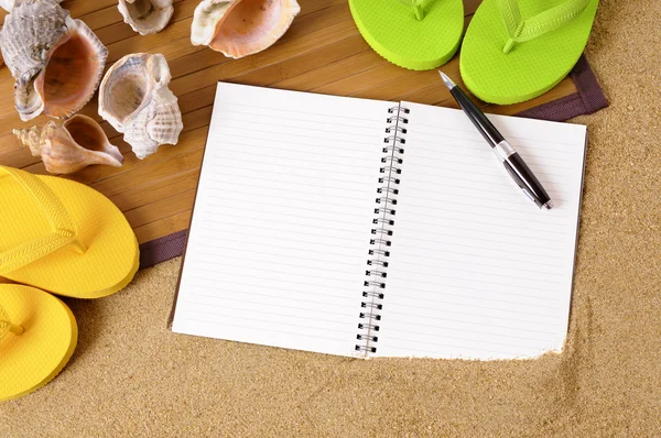 Beach background with summer diary — Stock Photo, Image