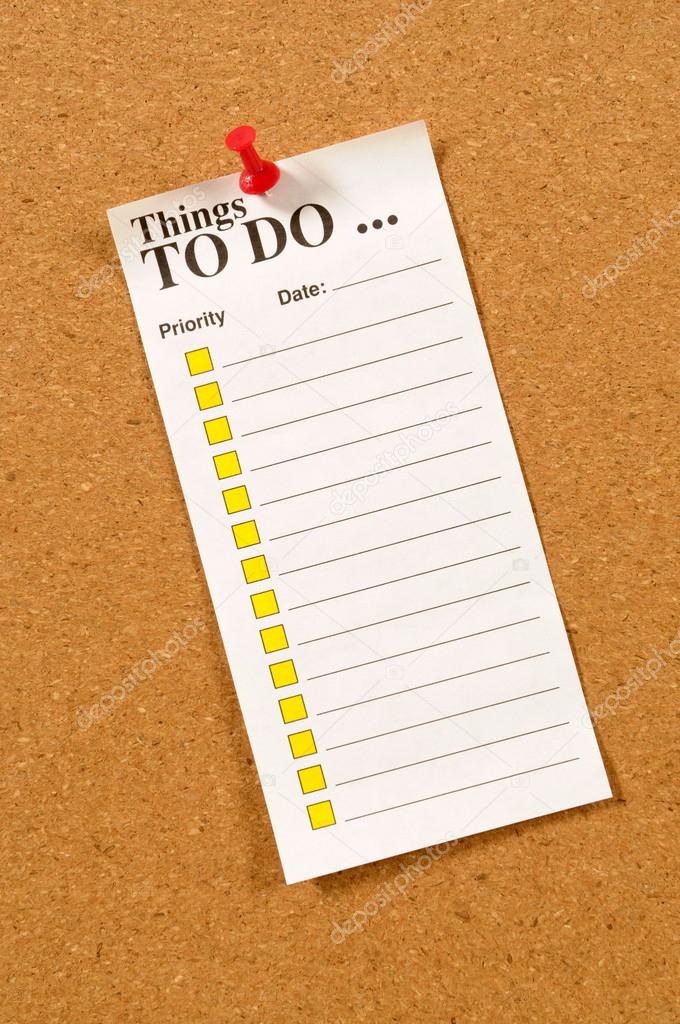 To do list pinned to cork bulletin board