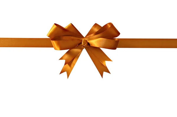 Arco de regalo de oro y cinta aislada sobre fondo blanco recta h — Foto de Stock