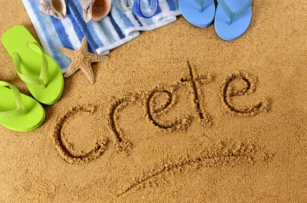 Crete beach yazma — Stok fotoğraf