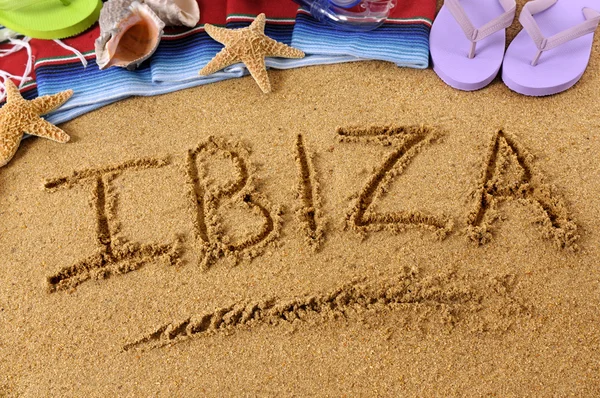 Ibiza playa escritura — Foto de Stock