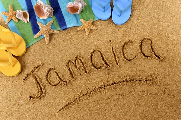 Jamaica beach schrijven — Stockfoto