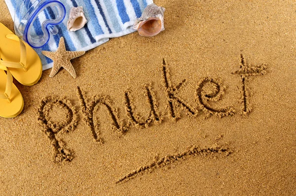 Phuket strand schrijven — Stockfoto