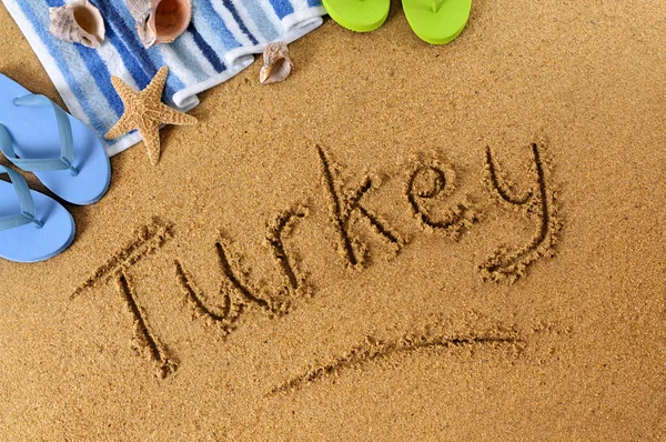 Türkei Strand Schrift — Stockfoto