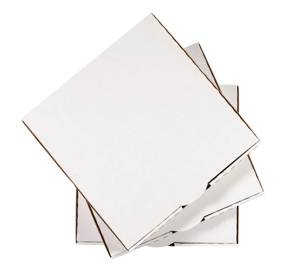 Small stack of plain pizza boxes — Stock Photo, Image