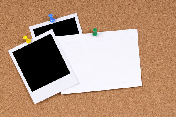Blank photo prints with index card