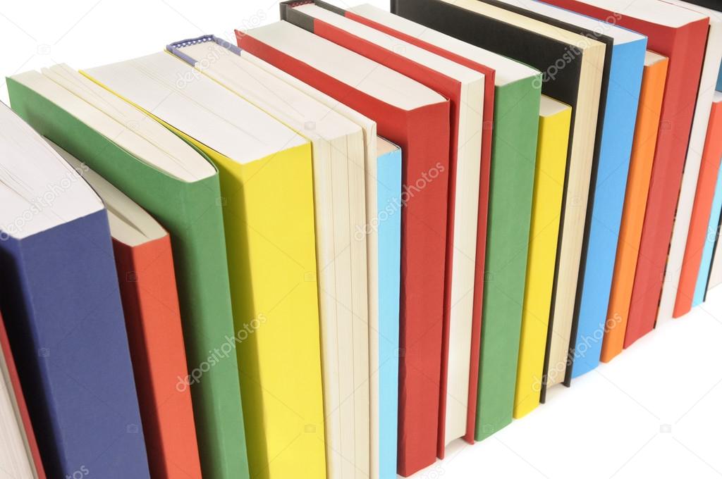 Neat row of colorful paperback books