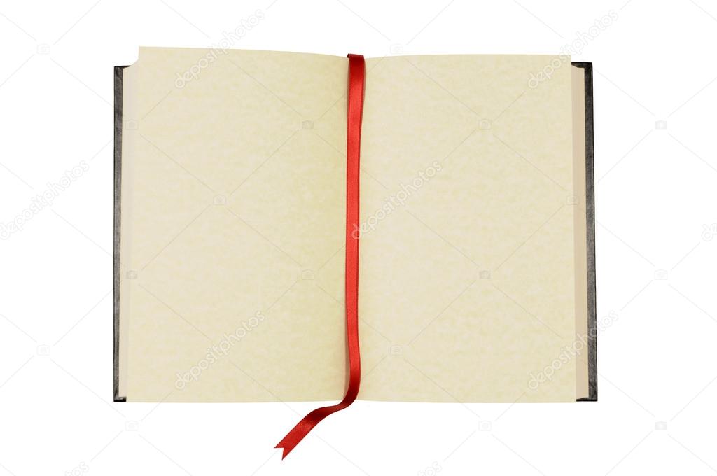 Old Blank Open Book With Red Ribbon Bookmark Stock Photo - Download Image  Now - Blank, Book, Bookmark - iStock