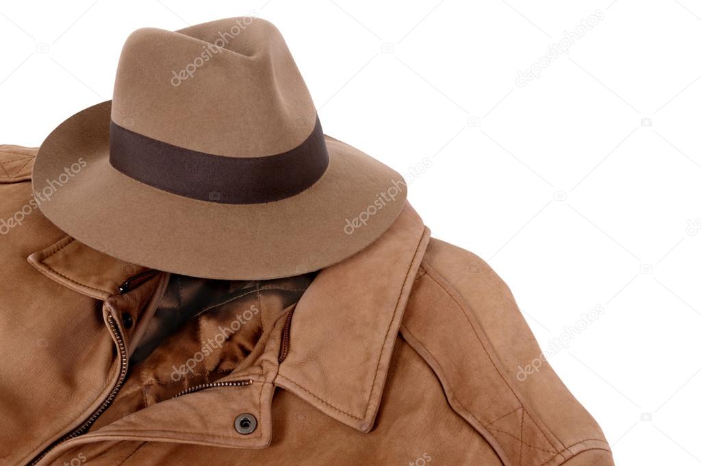 Fedora and leather jacket