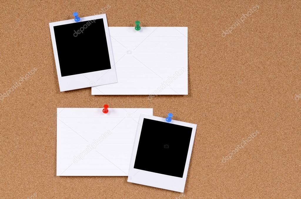 Blank photo prints with index cards