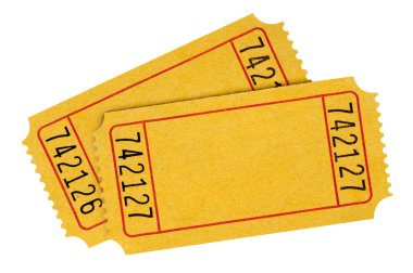 Pair of blank yellow tickets clipart