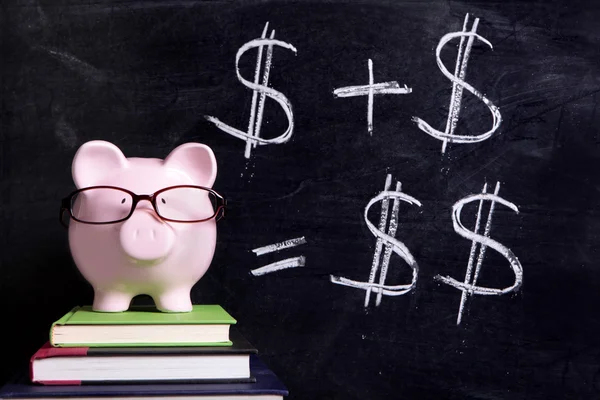 Piggy Bank with blackboard — Stock Photo, Image