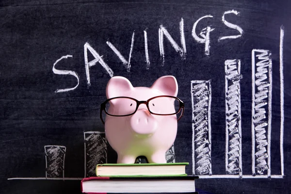 Piggy Bank with savings chart — Stock Photo, Image