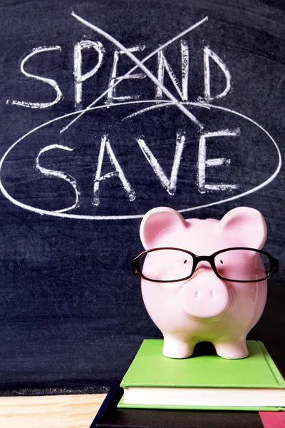 Piggy Bank with savings message — Stock Photo, Image