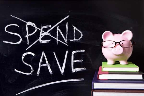 Piggy Bank with blackboard — Stock Photo, Image