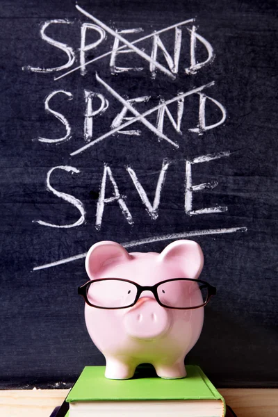 Piggy Bank with savings message — Stock Photo, Image