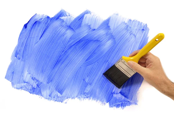 Partly painted blue wall — Stock Photo, Image