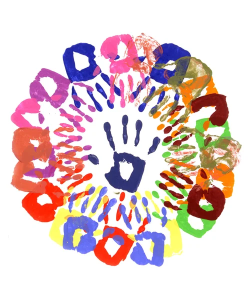 Handprints kör többszínű — Stock Fotó