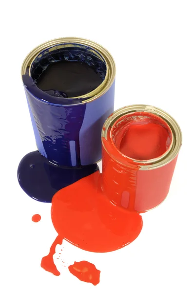 Messy paint tins — Stock Photo, Image