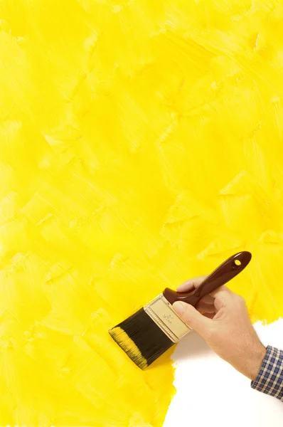 Delvis målade gula väggen — Stockfoto