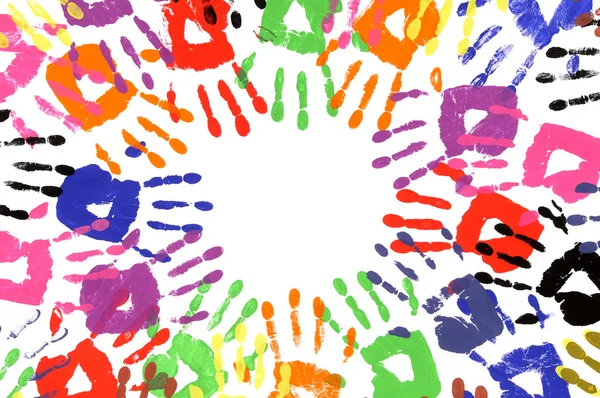 Handprints circle multicolor — Stock Photo, Image