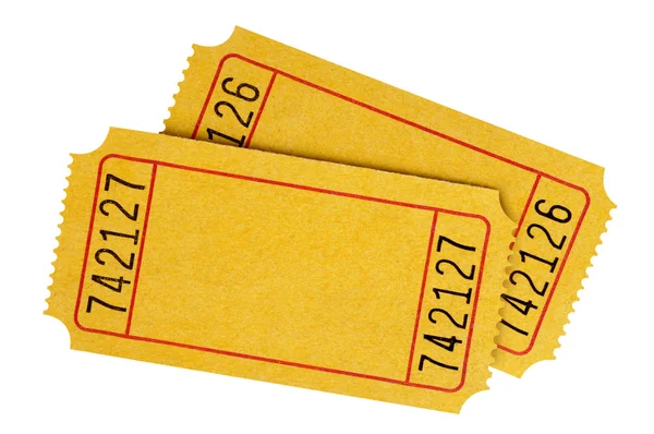 Par de bilhetes amarelos em branco — Fotografia de Stock